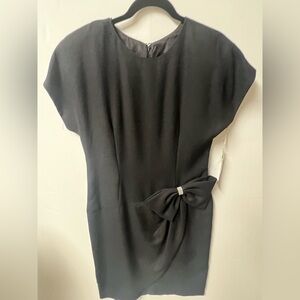 LATE EDITION LTD ELEGANT BLACK COCKTAIL DRESS W/BOW ACCENTW/RHINESTONES SIZE 12